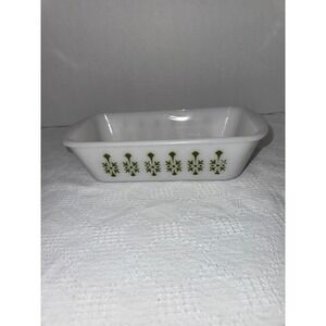 Vintage Ovenware Loaf‎ Pan Green Milk Glass Baking Dish Atomic Starburst 522 1QT